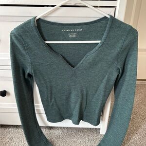 American Eagle Outfitters Teal Long Sleeve Top